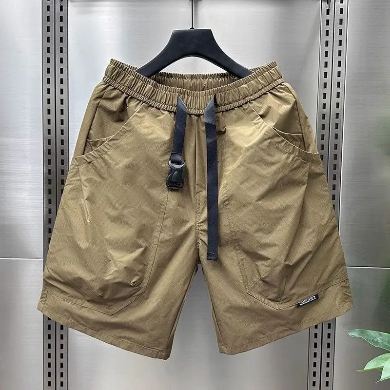 Fashion New Arrival Overalls Pocket New Arrival Men\'s Summer Solid Color Loose Casual Shorts Straight Sports Shorts