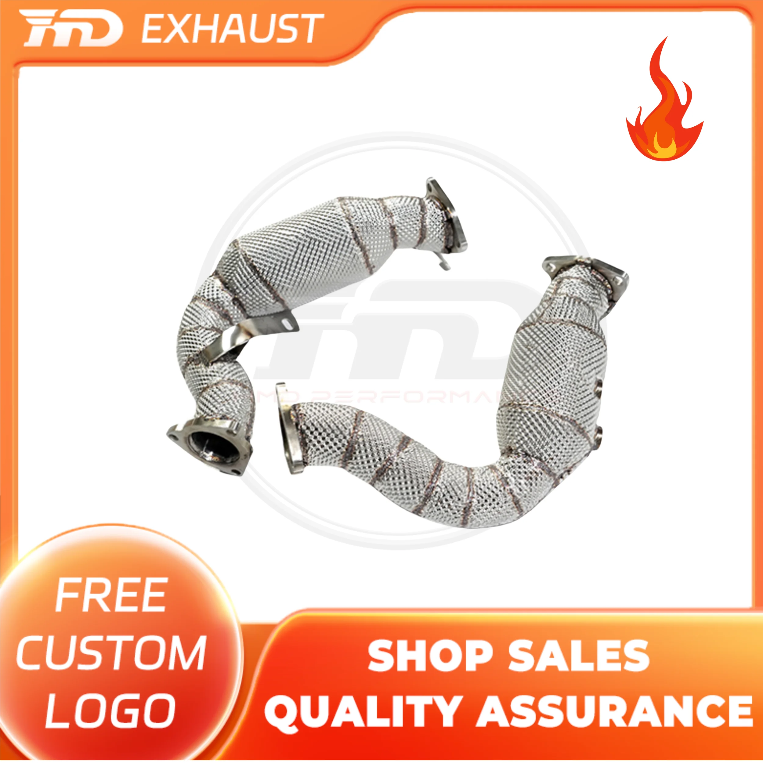 

HMD Hot sale SS304 Exhaust Downpipe for Audi S4 S5 B8 3.0T 2017+ With Heat Shield