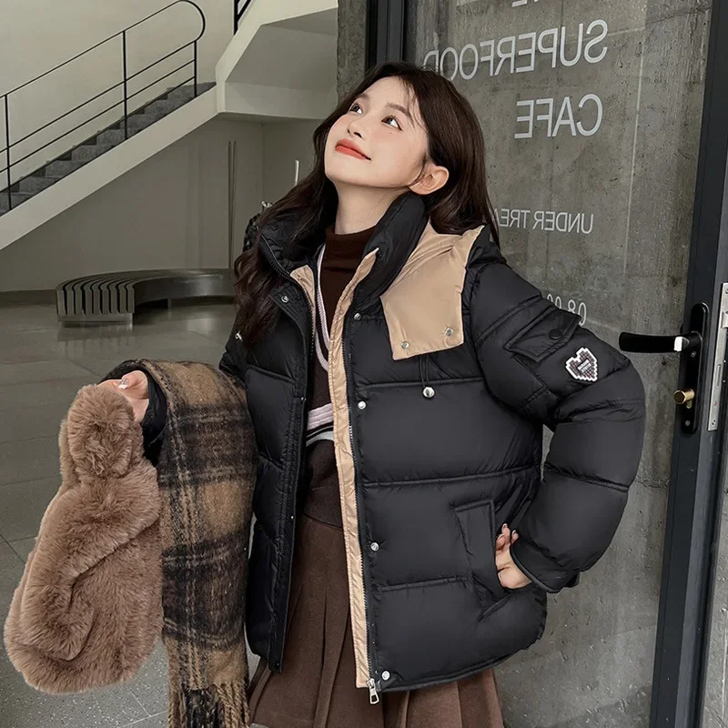 

Sports Style New Blocked Down Cotton Jacket Women Winter Short Outer Wear Thick Parkas