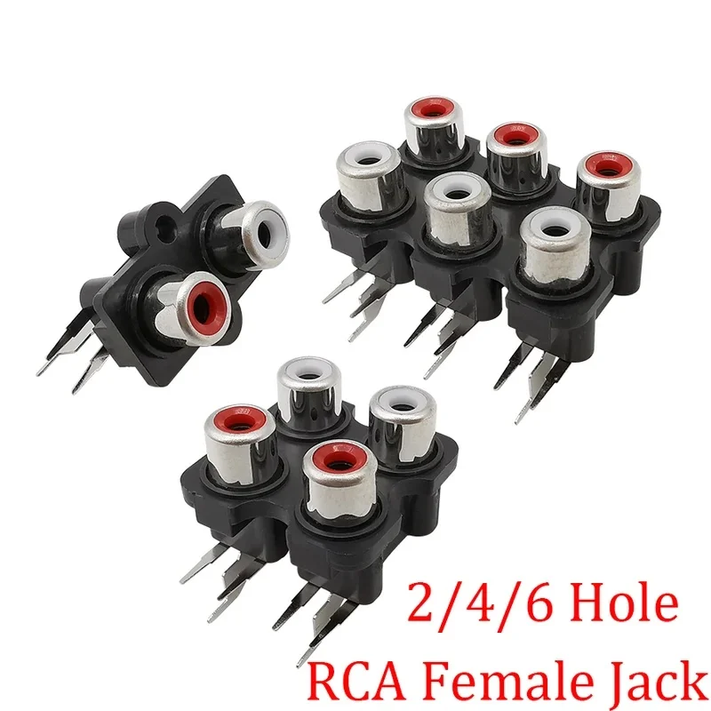 2/4/6 Hole RCA Female Jack Connector RCA Stereo Audio Video AV Signal Interface Socket Connector RCA Adapter