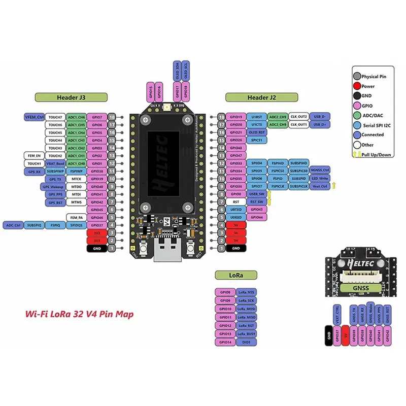 ABKQ-Lora Wifi 32-Bit ESP32 SX1262 conjunto de caja de placa de desarrollo con antena suave para Heltec V4 meshtastic energía Solar BLE de baja potencia