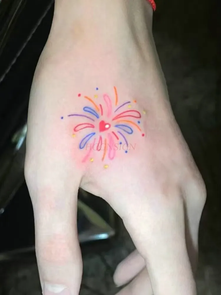 2 pcs Semi permanent fireworks tattoo sticker template Small tattoo template Hollow out version