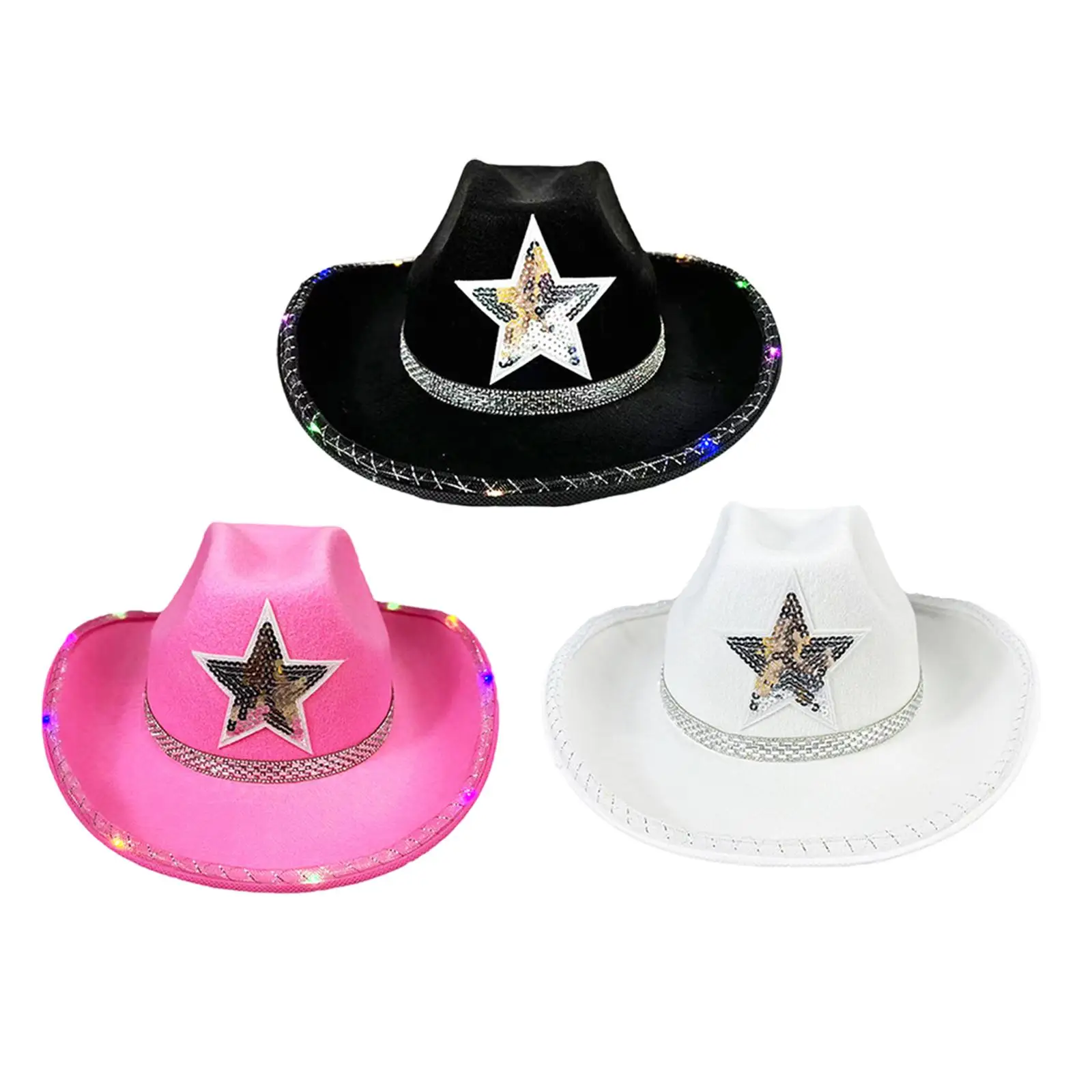 Cowgirl Hat Decoration Dress up Accessories Casual Summer Sun Hat for Festival Summer Outdoor Dress up Engagement Party Ladies