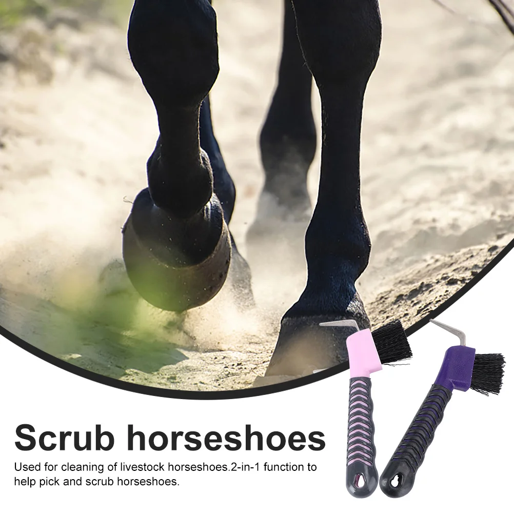

2Pcs Horse Hoof Pick Brush High Grade PP Tpe Material Multi Functional Grooming Tool Hoof Horse Grooming Tools
