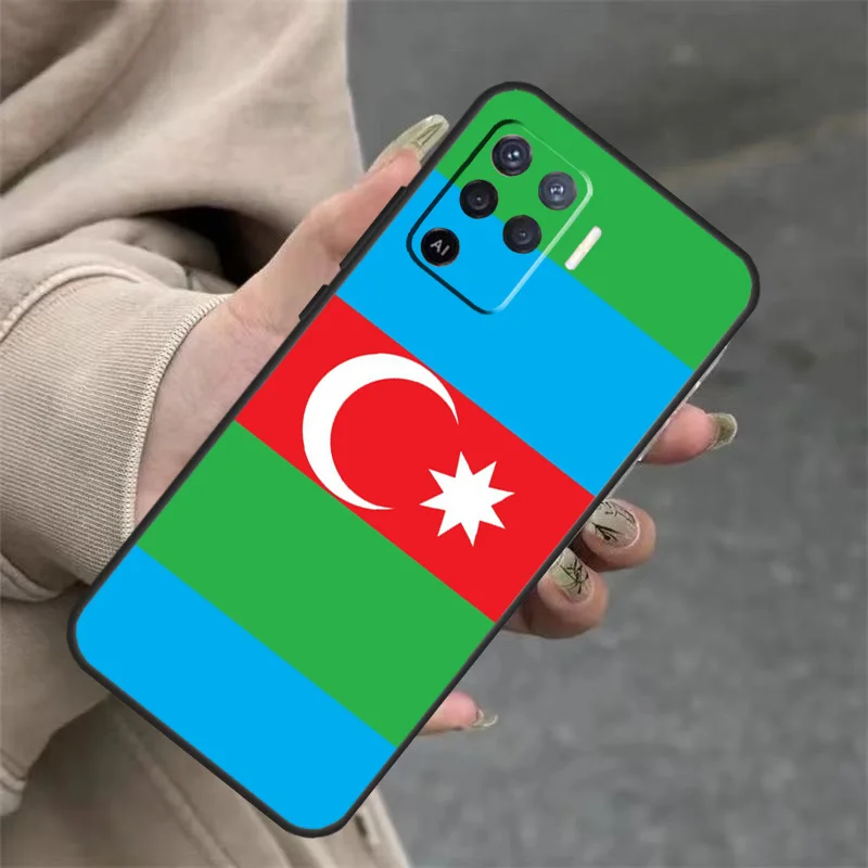 Azerbaijan Flag Coat of Arms For OPPO A52 A72 A5 A9 A53 2020 A96 A76 A16 A54 A74 A94 A58 A78 A98 A15 A17 A57 A77 A79 Case