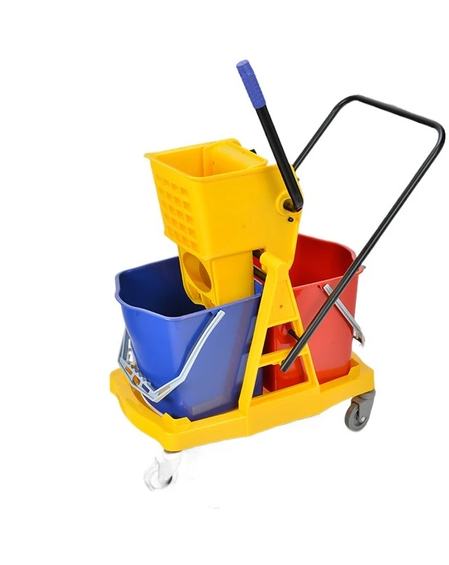 2025 Secchio per mocio con pompa dell'acqua di aspirazione Secchio per spremitura dell'acqua Secchio per la pulizia del pavimento commerciale Dispositivo per l'acqua con pressa per mocio per hotel