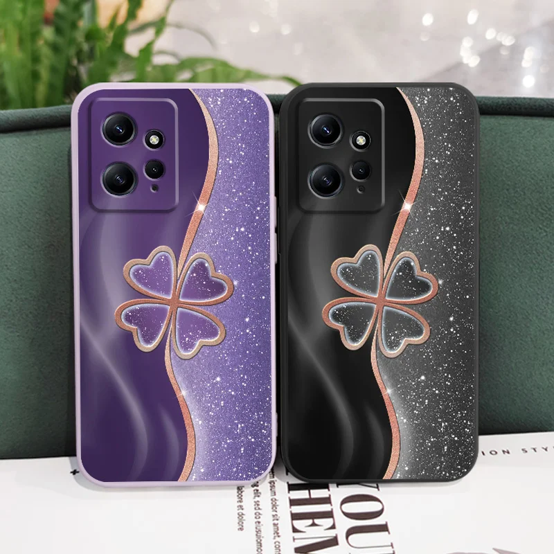 Lucky Grass Phone Case For Xiaomi Redmi Note 14 13 12 12S 11 11S 10 10T 10S 9 9S 8 Pro Plus 4G 5G Liquid Silicone Cover