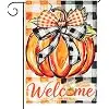 Fall Thanksgiving Pumpkin Welcome Garden Flag 12x18 Inch Double Sided,Buffalo Plaid & Wheat Harvest Yard Flag,Outdoor De jjp