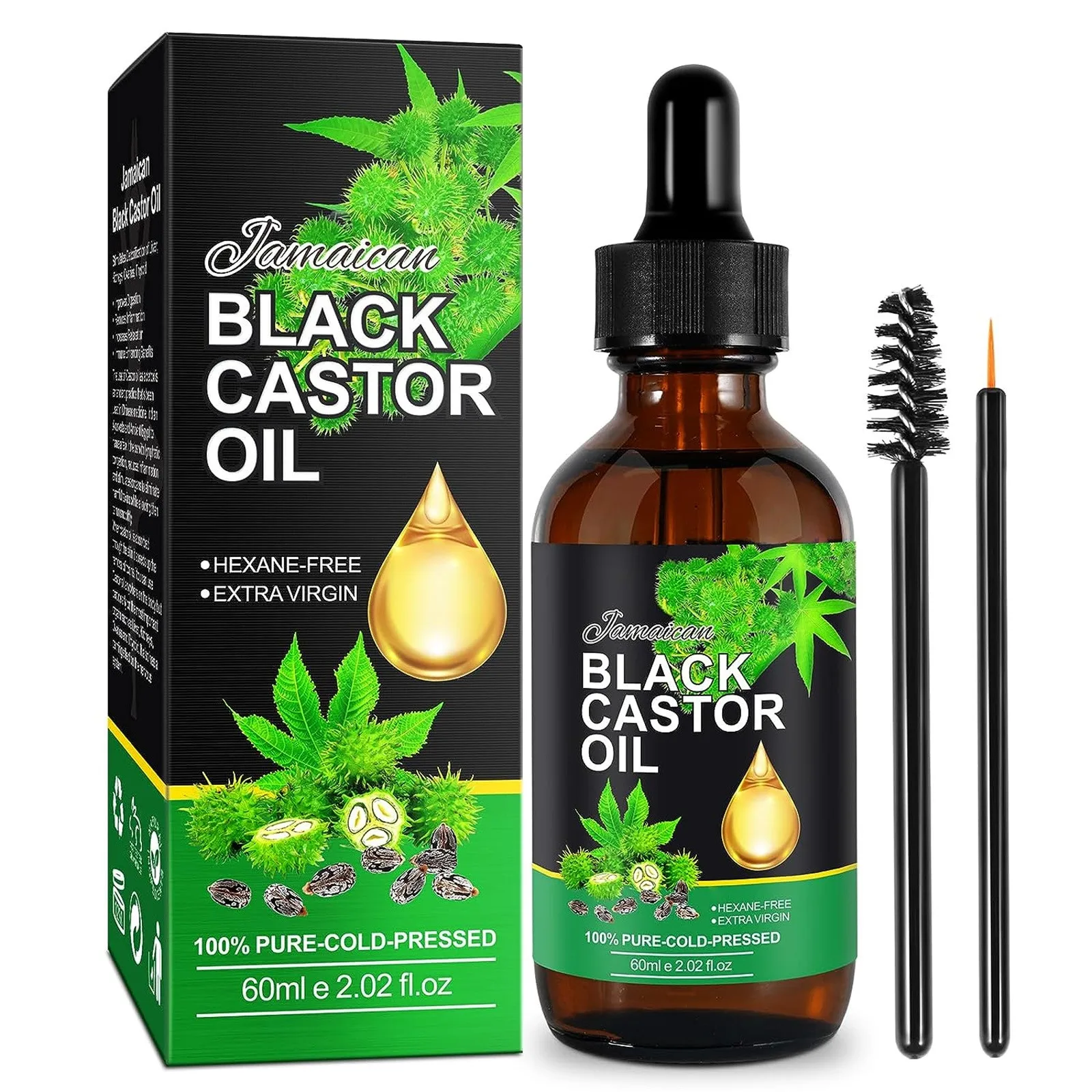 Jamaican Black Castor Oil Organic Castor Oil Cold Black Castor Oil Organic For Body Hair Skin,Massage Oil Hair Nourishing 60ml