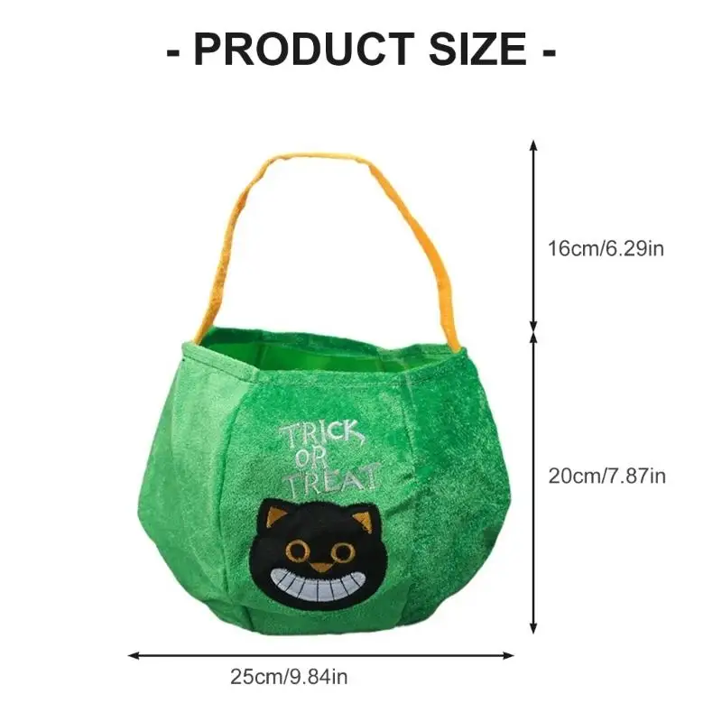 E8BD موسم الأعياد المخملية حقيبة الحلوى المتضخم تصميم اليقطين حفلة موسمية ملحق حفلة أساسية لجمع الحلوى #6