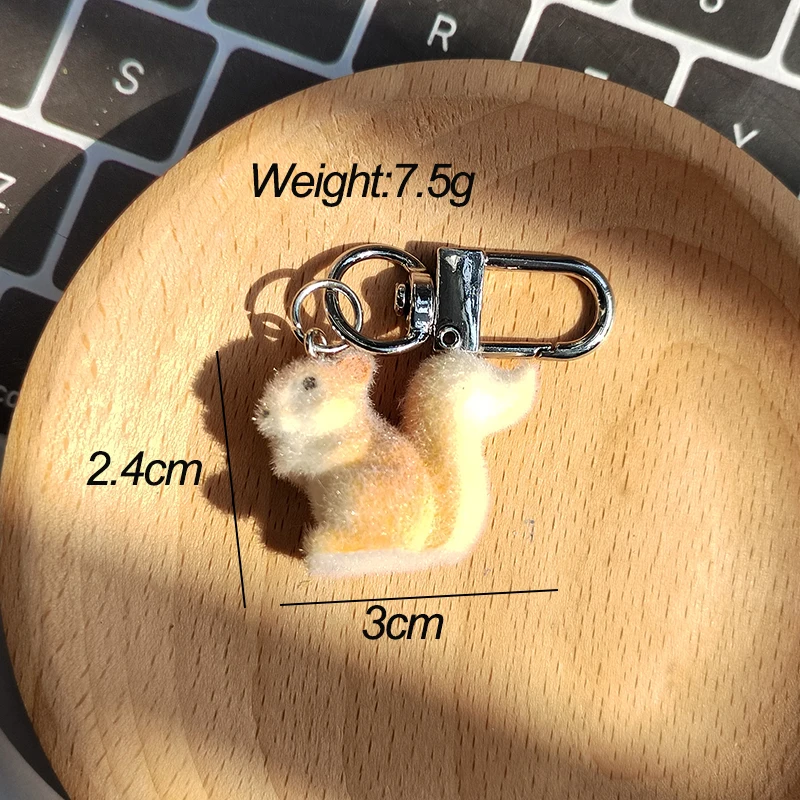 يتدفقون Kawaii السنجاب الحيوان الحيوانات الأليفة سلاسل المفاتيح للنساء الرجال هدية الراتنج رقيق الإبداعية مضحك ثلاثية الأبعاد حقيبة الفاكهة البرتقالية صندوق حلقة رئيسية #5