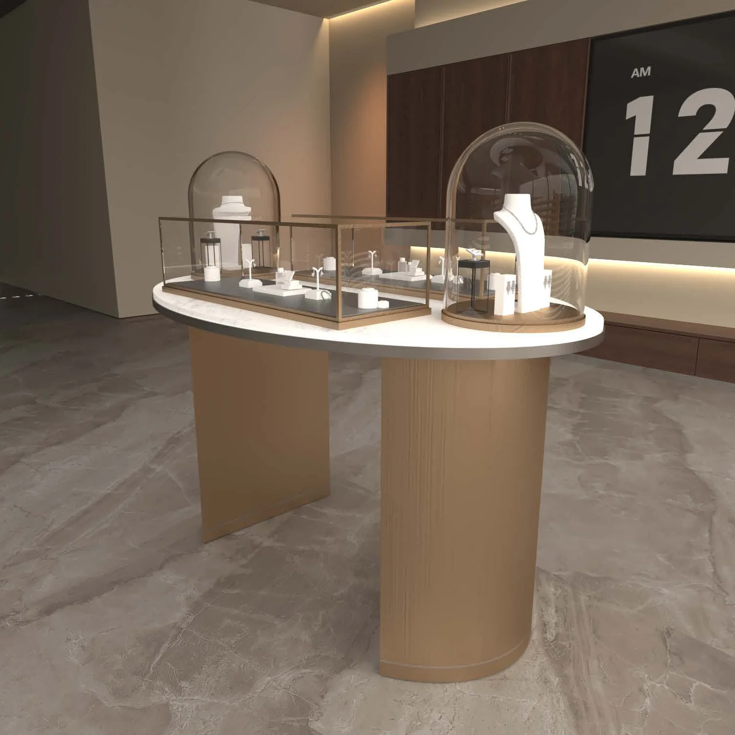 Custom.Pop Up Jewelry Store Interior Design Hot Sale Luxury Jewelry Glass Display Showcase Jewelry Display Case