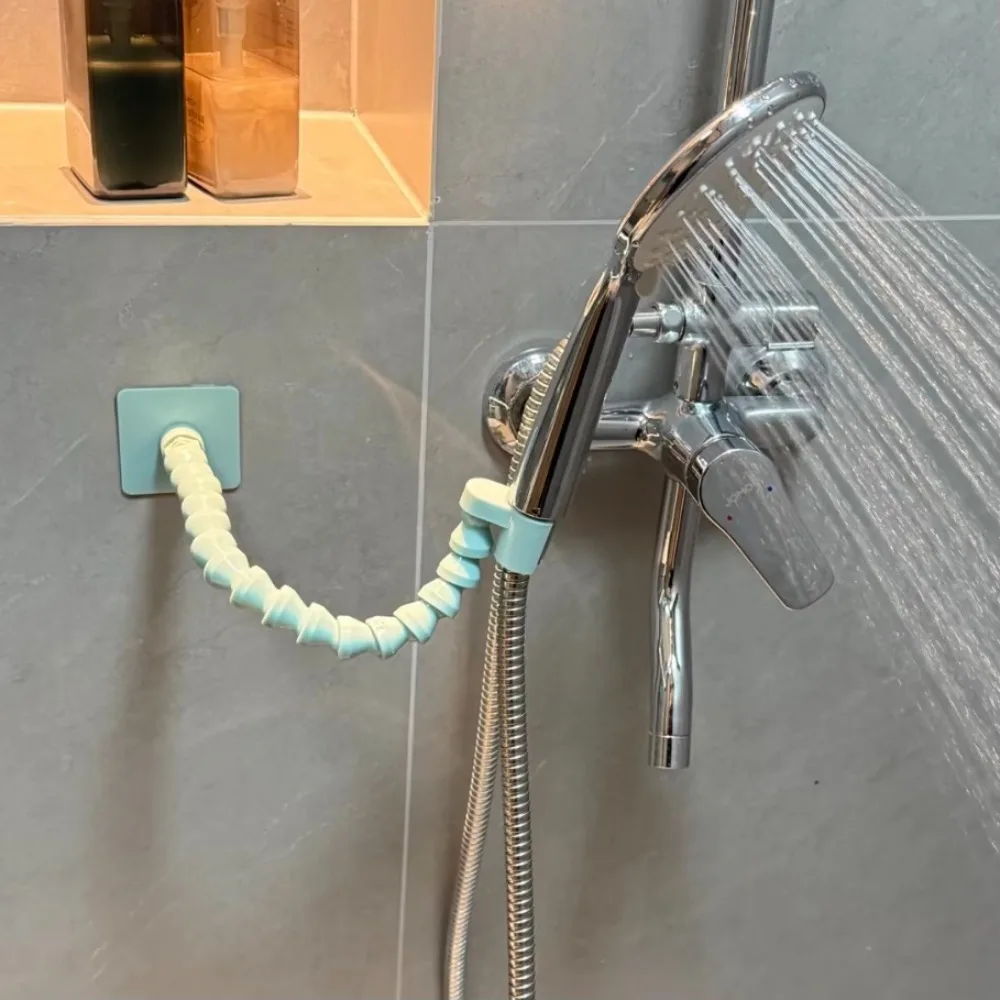 Multifunctional Universal Adjustable Shower Head Bracket, Drill-Free Bathroom Organizer, Holder for Hair Dryer, Slippers, Towels & Tissue