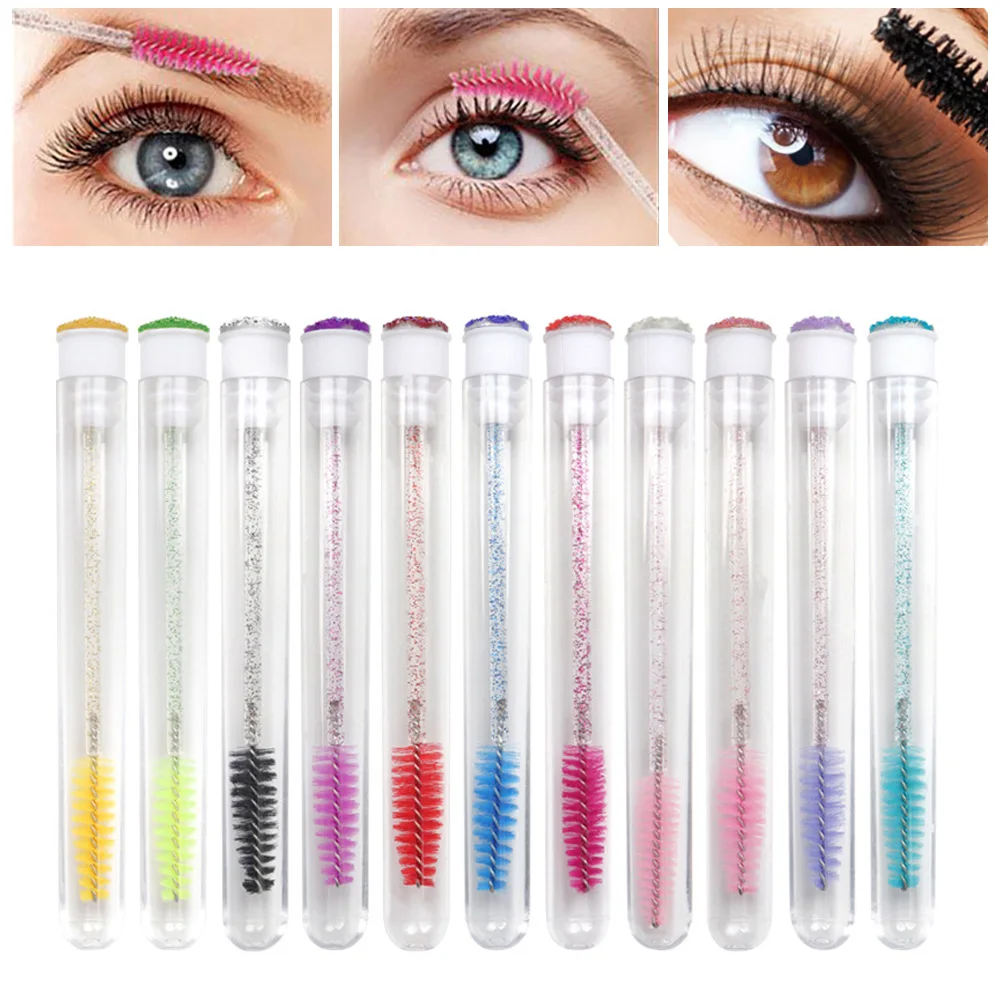 1Pcs Reusable Eyelash Brush With Dustproof Tube Portable Mascara Applicator False Eye Lash Eyebrow Brush Daily Makeup Tool