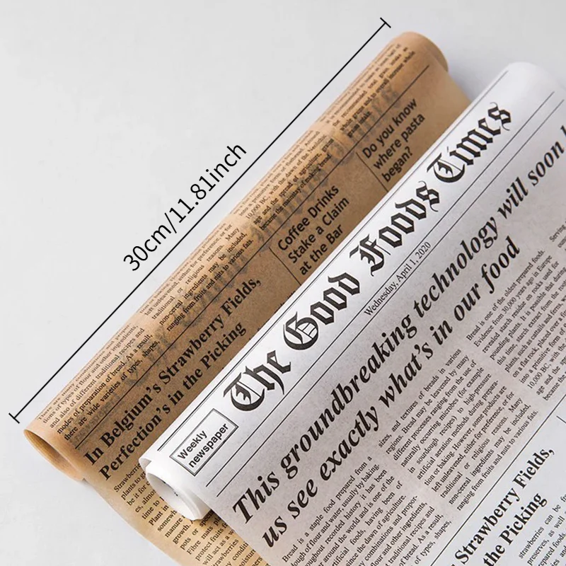Retro English Newspaper Food Accessories for Baking Kitchen Food Grade Grease Paper Bread Sandwich Burger Fries Wrappers Cookie image 2