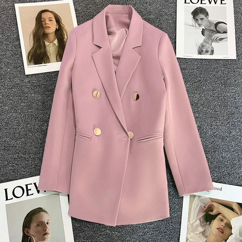 Xpqbb giacca Blazer da donna moda coreana doppiopetto cappotto allentato da donna primavera autunno nuovo abbigliamento da ufficio in tinta unita