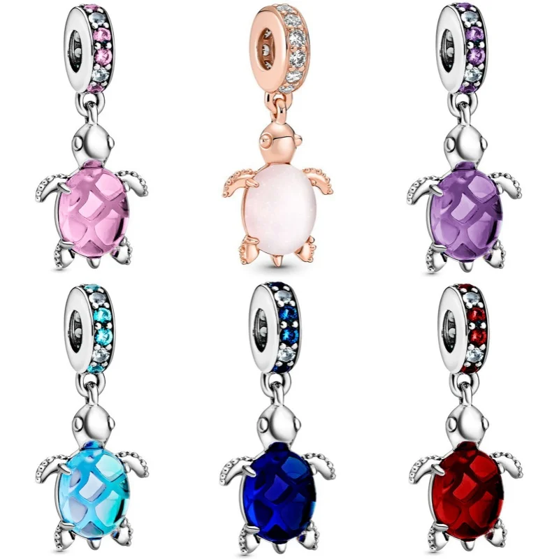 

New Summer Collection Turtle Bead Multi Color Pendant Charms Bracelet Accessories For Pandora DIY Women Fine Jewelry Gifts