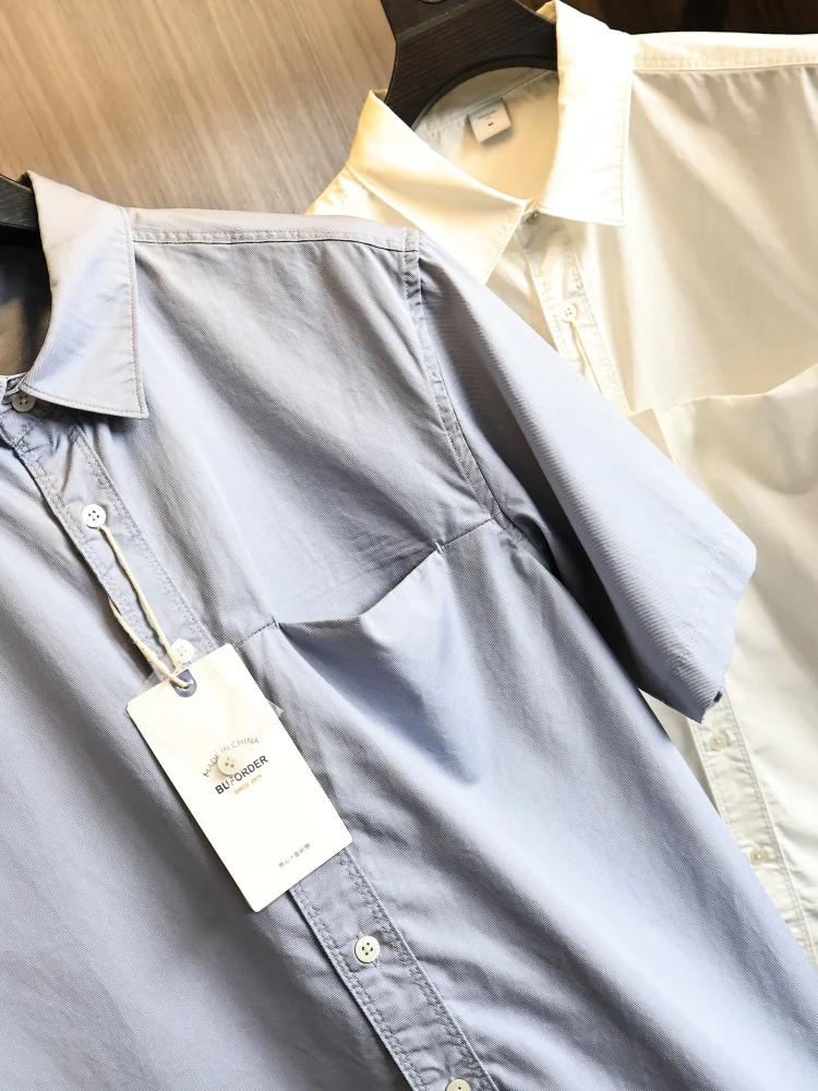 

Smooth Rcelle Summer Casual Shirt Men's Loose Fit Short Sleeve Cooling Collar Fashion Urban Style Standard Fit Breathable Cotton