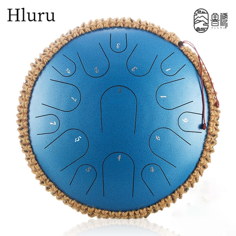 HLURU Glucophone Steel Tongue Drum 14 Inch 15 Notes D Tone Music Drum 14 Inch 11 Note C Tone Ethereal Drum Percussion Instrument