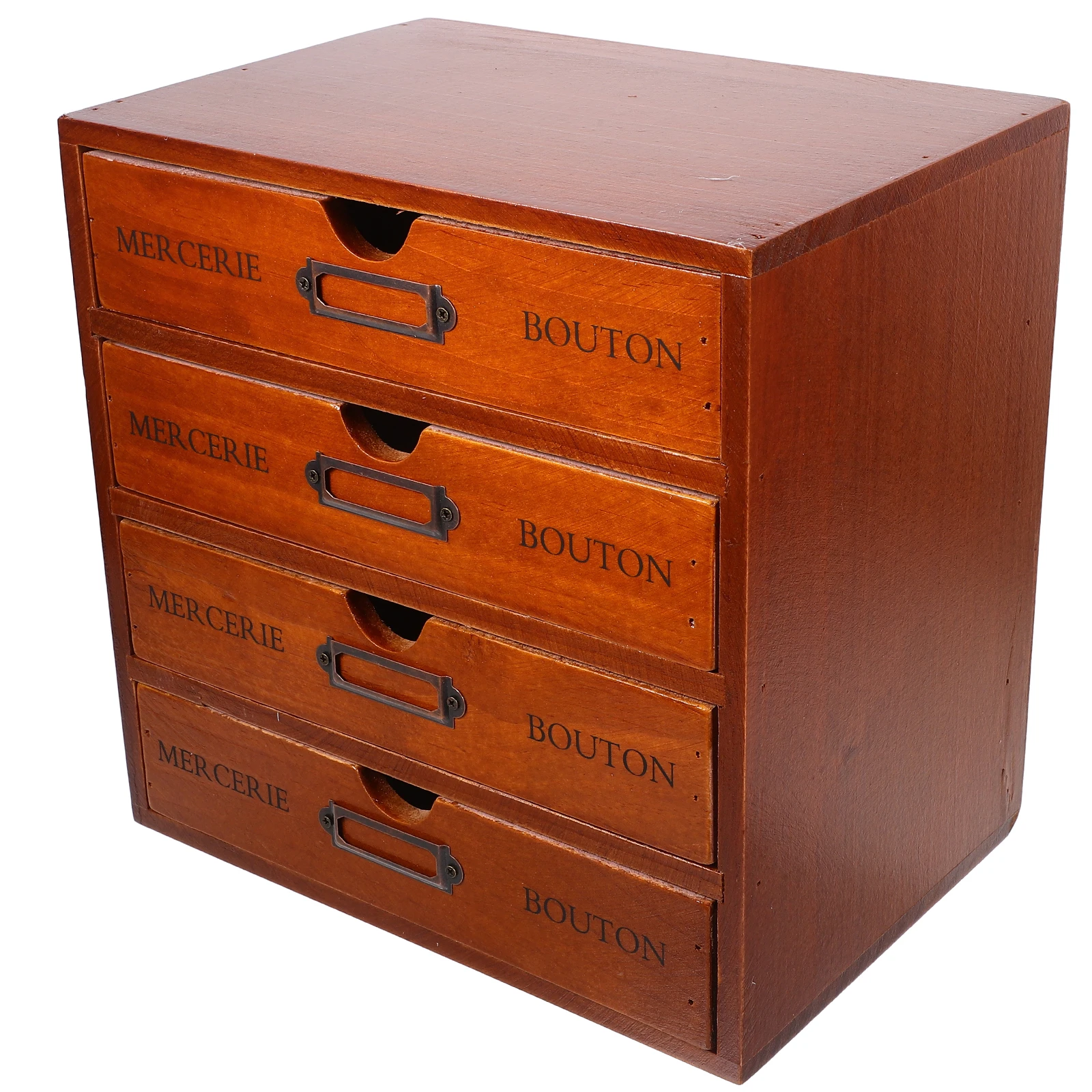 

Four Layer Drawer Storage Box Wooden Desktop Organizer Retro Style Office Home Cosmetics Holder Small Ornaments Container