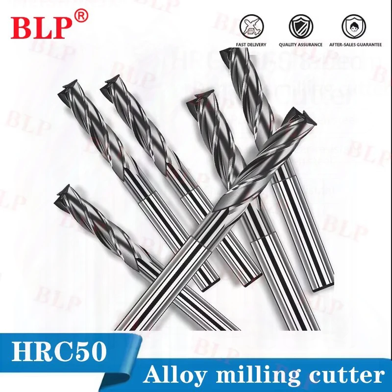HRC50 Hard Alloy 4F Milling Cutter Tungsten Steel Coated Flat Bottom Milling Cutter, CNC Numerical Control Tungsten Steel Cutter