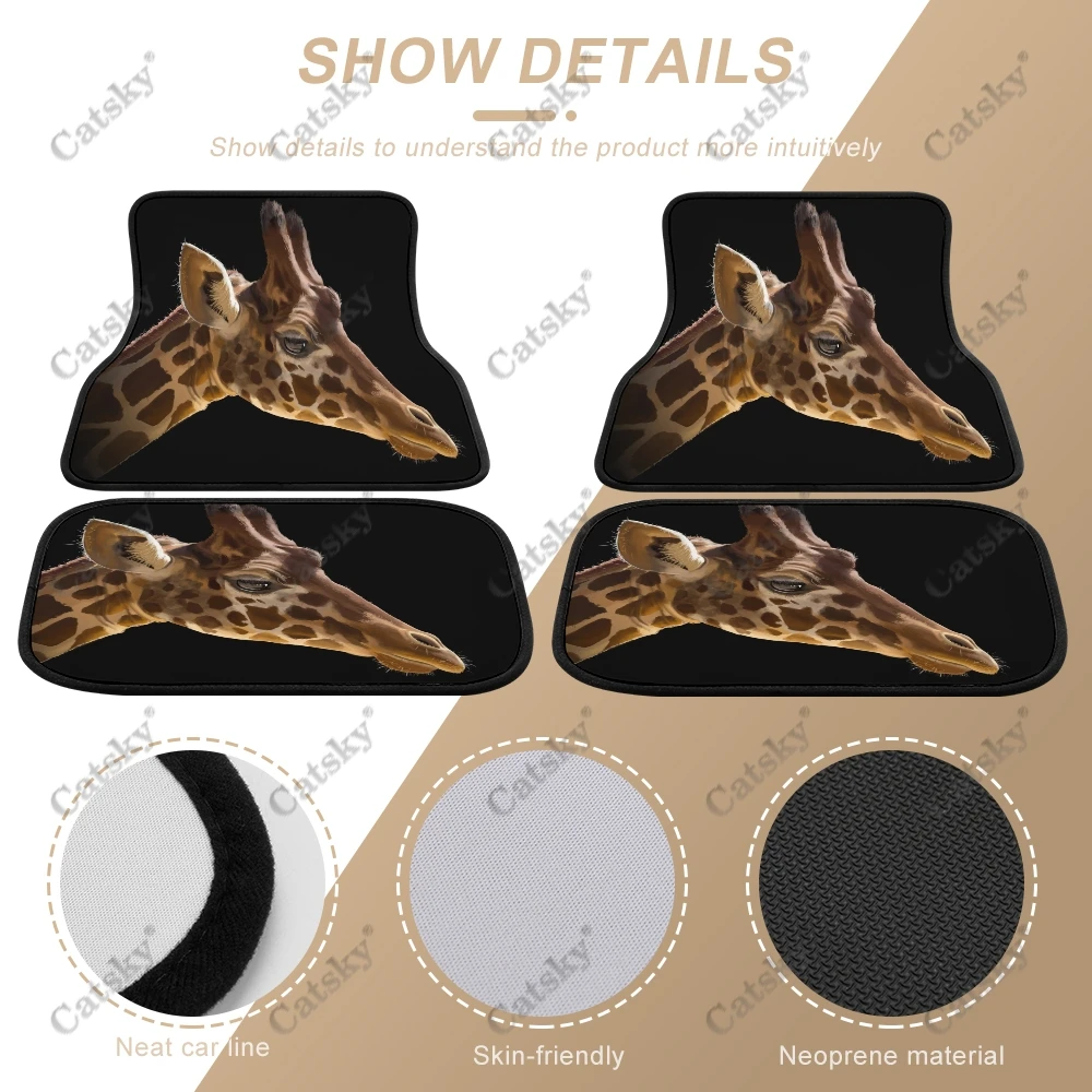 giraffe animal 4PCS Car Floor Mats Patterns Suitable for Most Cars Auto Interior Accessories Non-slip Protective Floor Mats