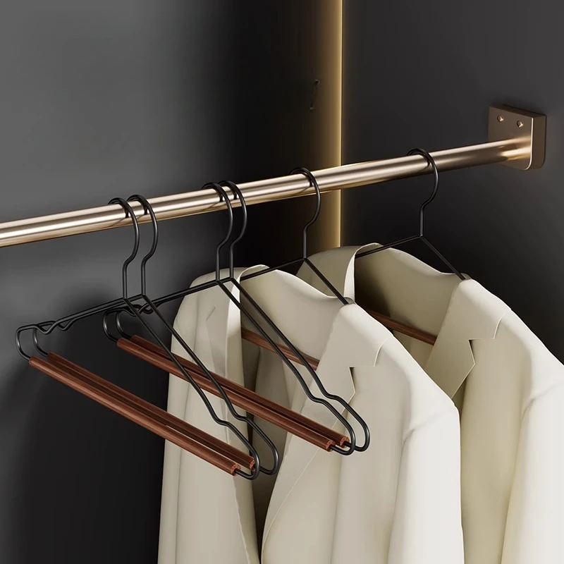 Commercial Grade Beech Wood Hangers Iron Pants Stand Boutique Display Garment Rack System Hotel Wardrobe Clothes Organizer