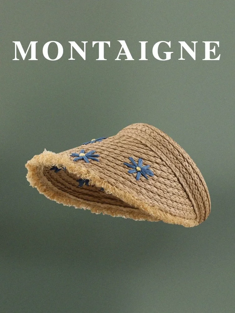 montaigne-handmade-straw-sun-hat-empty-top-beach-holiday-hairband-sun-protection-breathable-summer-cap-for-women-floral-pattern