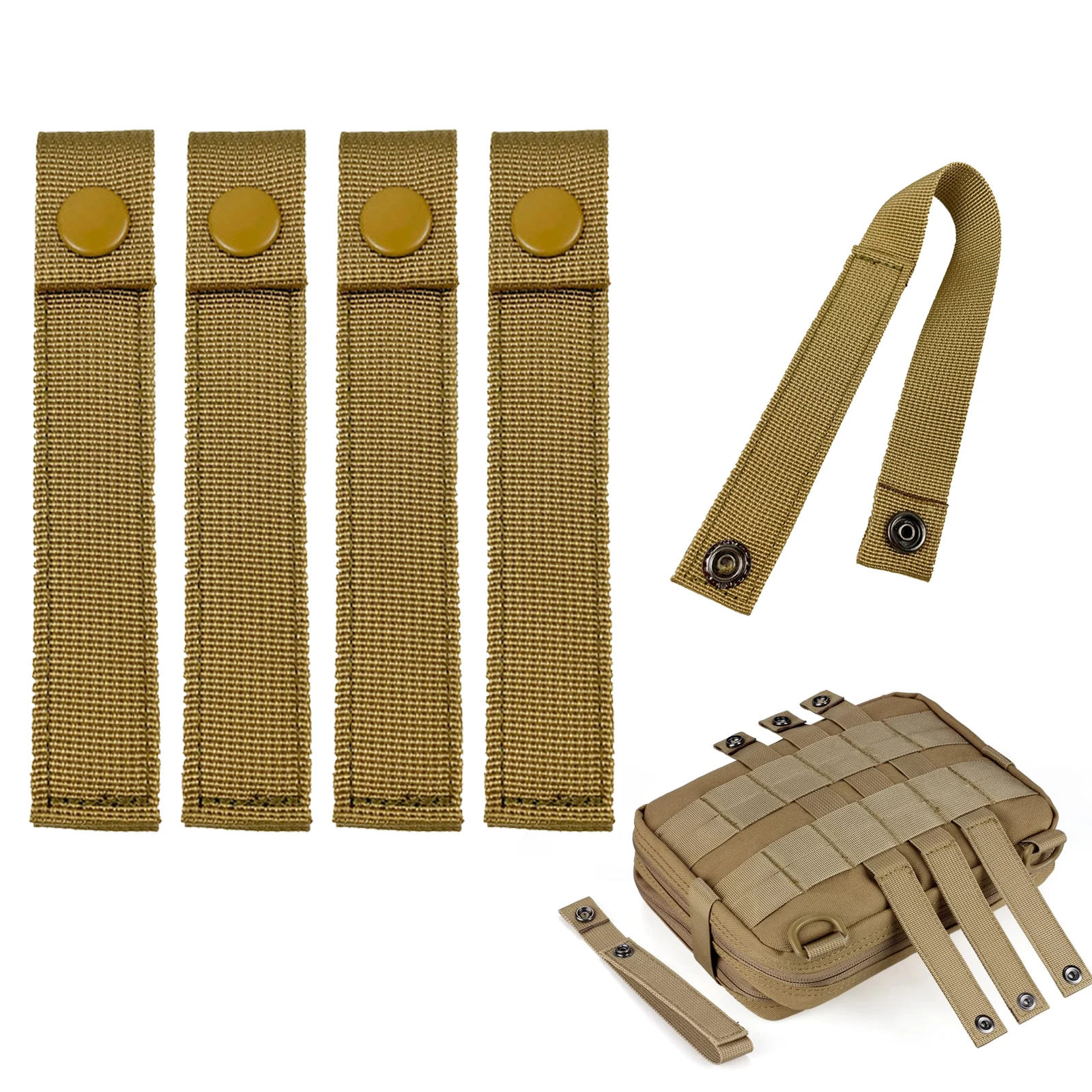 

2/4/10PCS Molle Straps Tactical Snap Straps Molle Webbing Straps Attachment for Tactical EDC Bags and Pouches