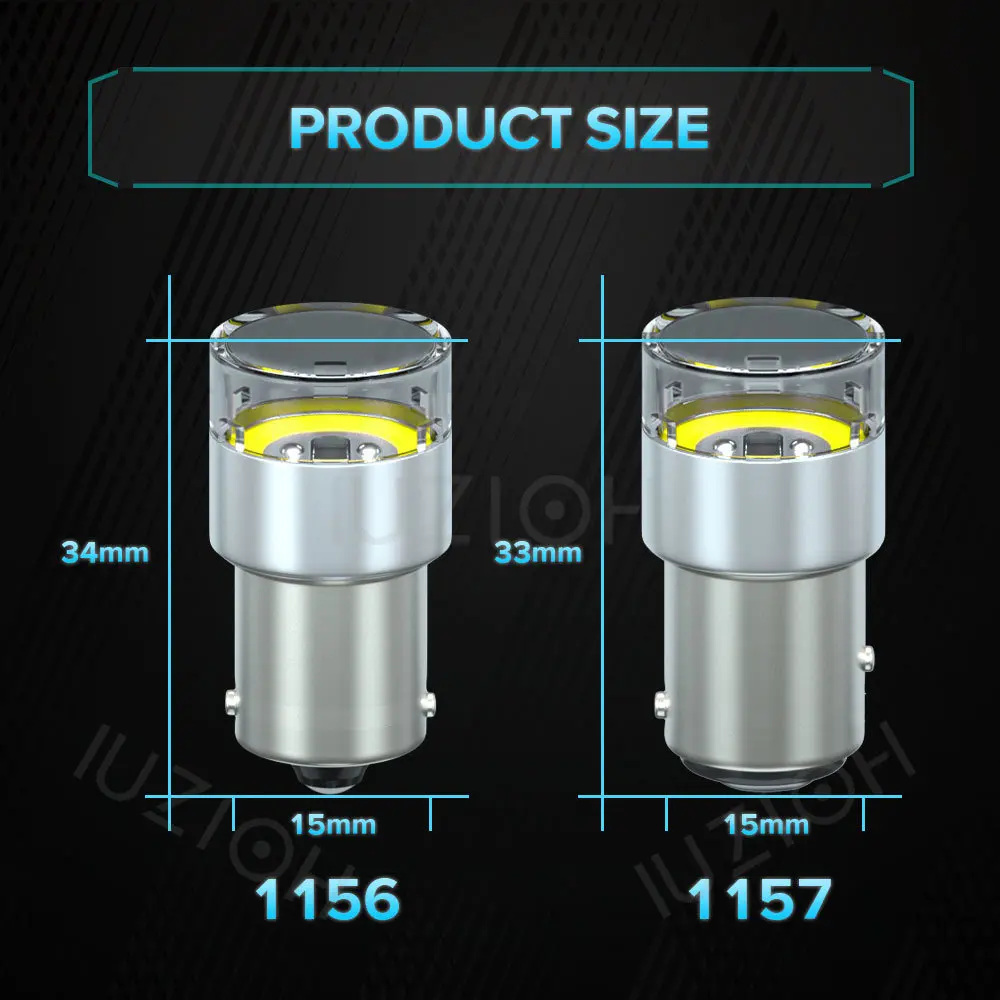 Iuuioh-カーブレーキリバースライト、LED電球、リアフォグ、テールパーキングシグナルランプ、b15d、ba15s、p21w、r5w、p21、5w、12v、24v、1156、1157、2個