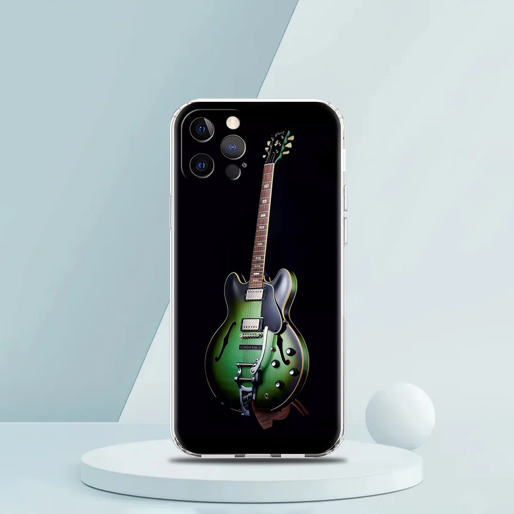 Guitar Music Art Phone Case for iPhone 16 15 14 13 12 Pro Max Transparent Soft for iPhone 11 Pro Max 7 8 Plus XS XR Shell Capas