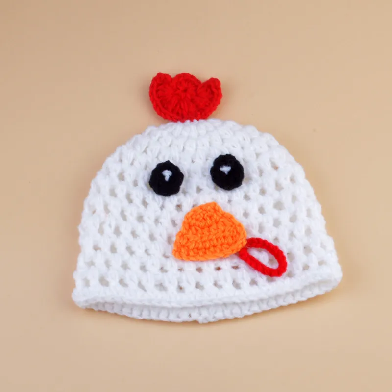 Cute Cartoon Chicken Handmade Knitted Hat Newborn Photography Clothing Prop Accessories Hundred Days Baby Souvenirs Studio Shoot