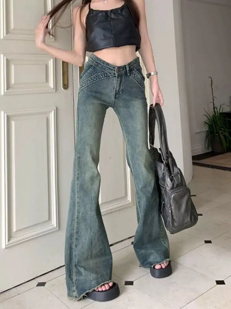 

Уличные джинсы, брюки для женщин, кавайные милые японские брюки в стиле Харадзюку, корейские женские джинсовые модные эстетические пастельные цвета, розовые