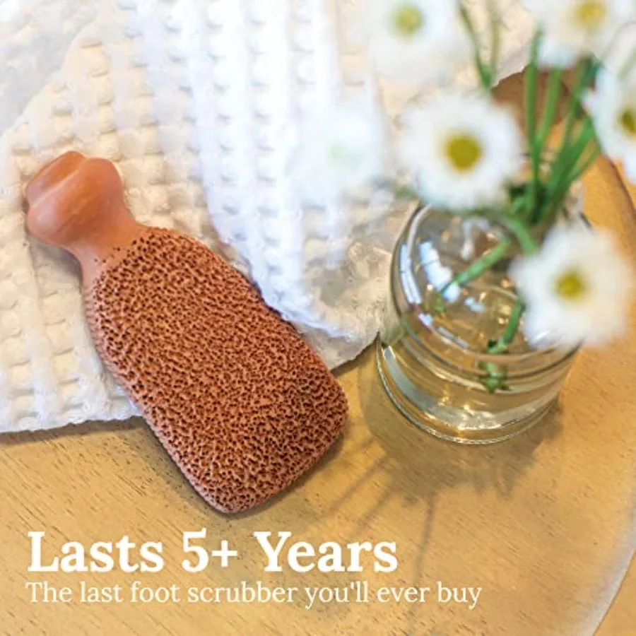 Bimsstein für Füße hält 5+ Jahre. Fußpeeling-Schrubber, Hornhautentferner, hergestellt aus natürlichem TerraCotta