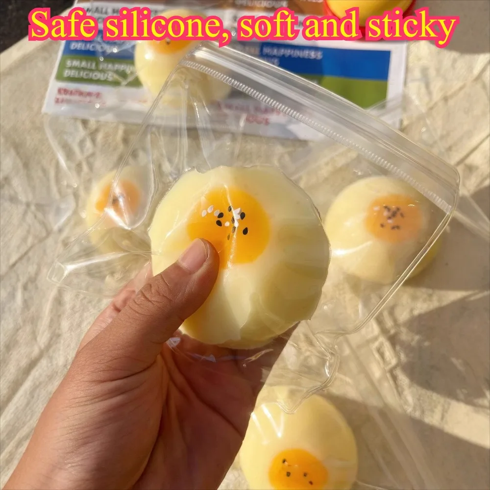8cm，Soft Realistic Egg Yolk Pastry Slow Rising Squishy Toy, Food Grade Silicone Stress Relief Sensory Fidget Toy For All Ages