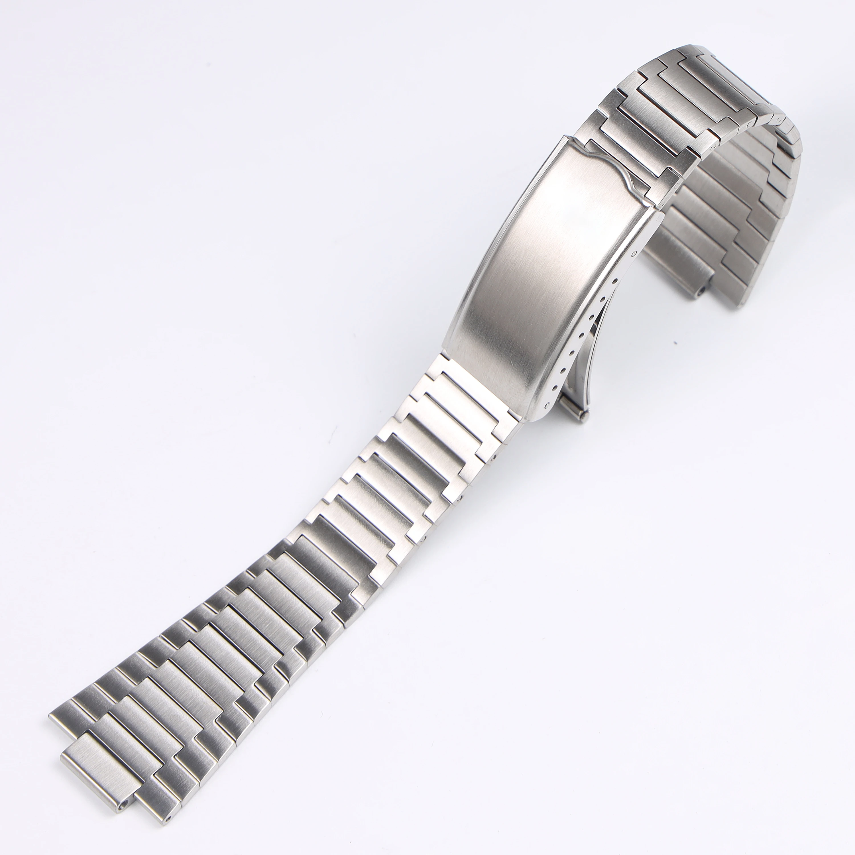 Vintage 22*11mm Brushed Silver Stainless Steel Watchband for Omega TV Seamaster 1020 with Metal Folding Buckle Wrist Bracelet St