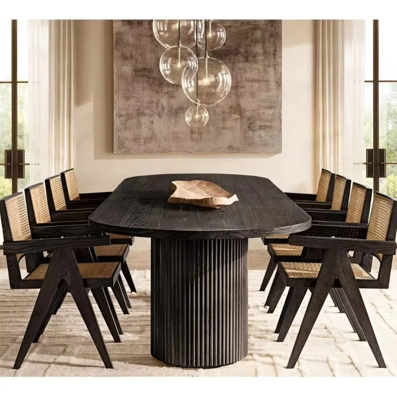 Furniture Solid wood oak rectangular American wooden dining table