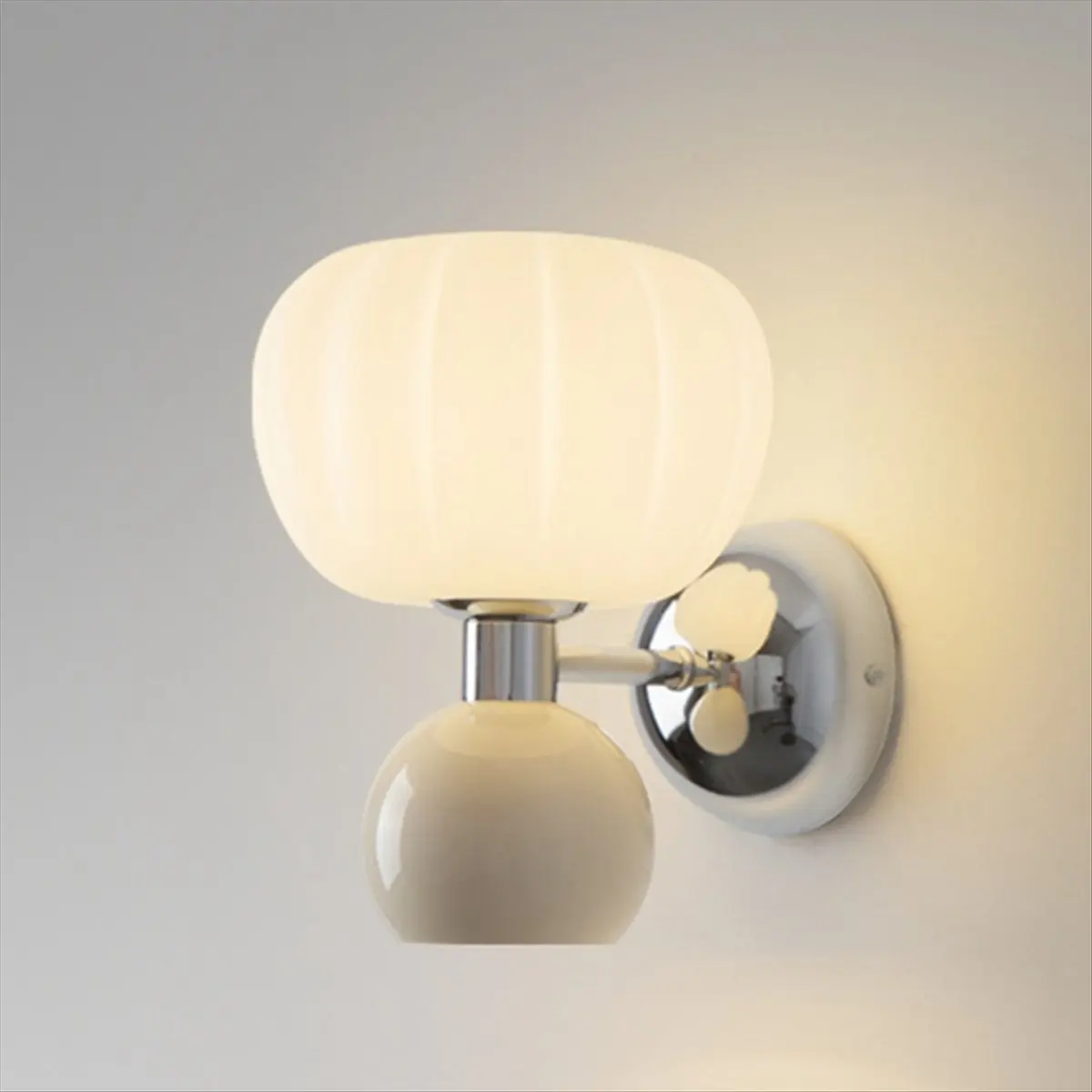 AA19 Home Decor Wall Lamps Iron Material Sconce Lightings Modern Soft Style Pumpkin Shape Bedroom Lustres Cream Color