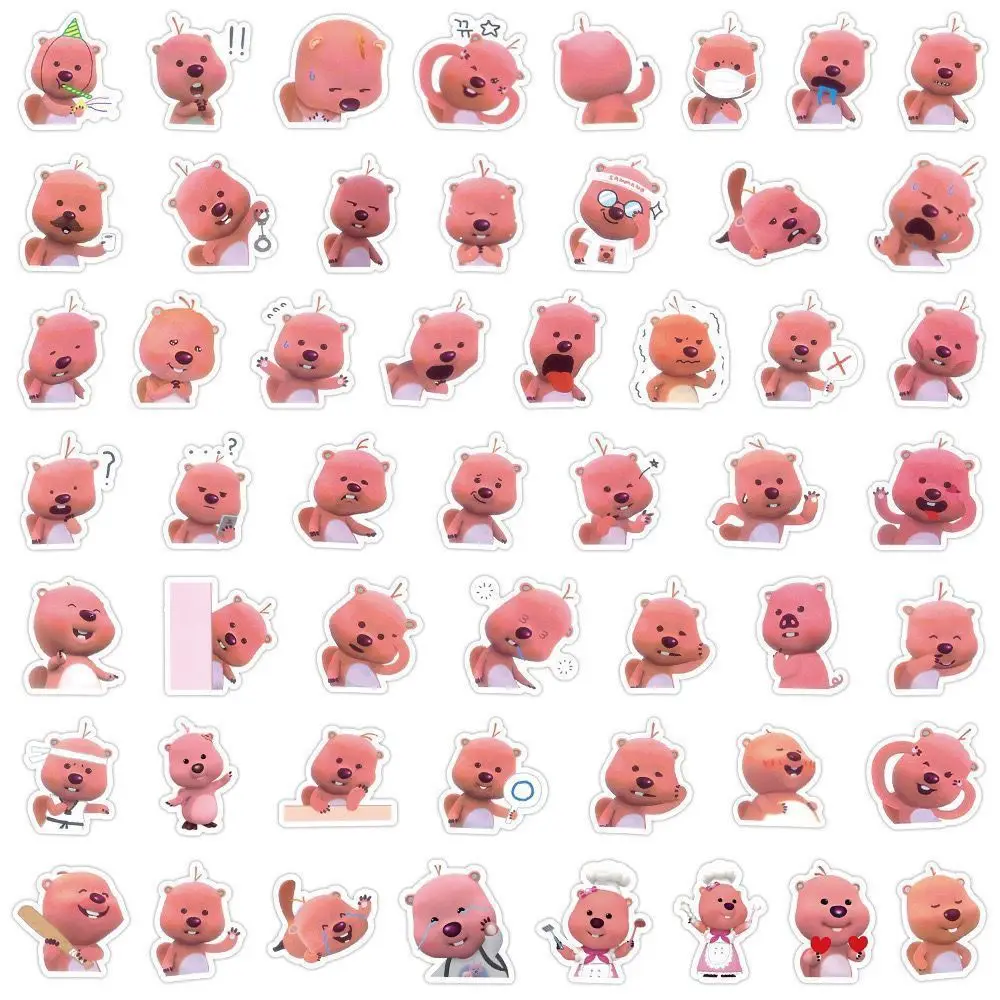 100PCS Korean Loopy Little Beaver Cute Cartoon Stickers Pack Handheld Account Stickers Notebook DIY Decorative Stickers Toys