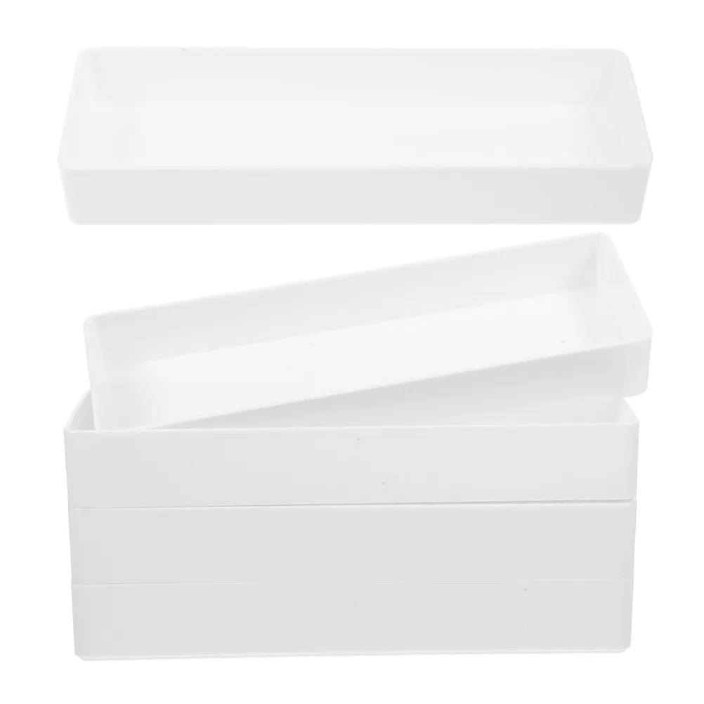 5Pcs Desk Drawer Organizer Boxes White Plastic Storage Organizers for Makeup Vanity Office Desk Accessories Bathroom Organizer