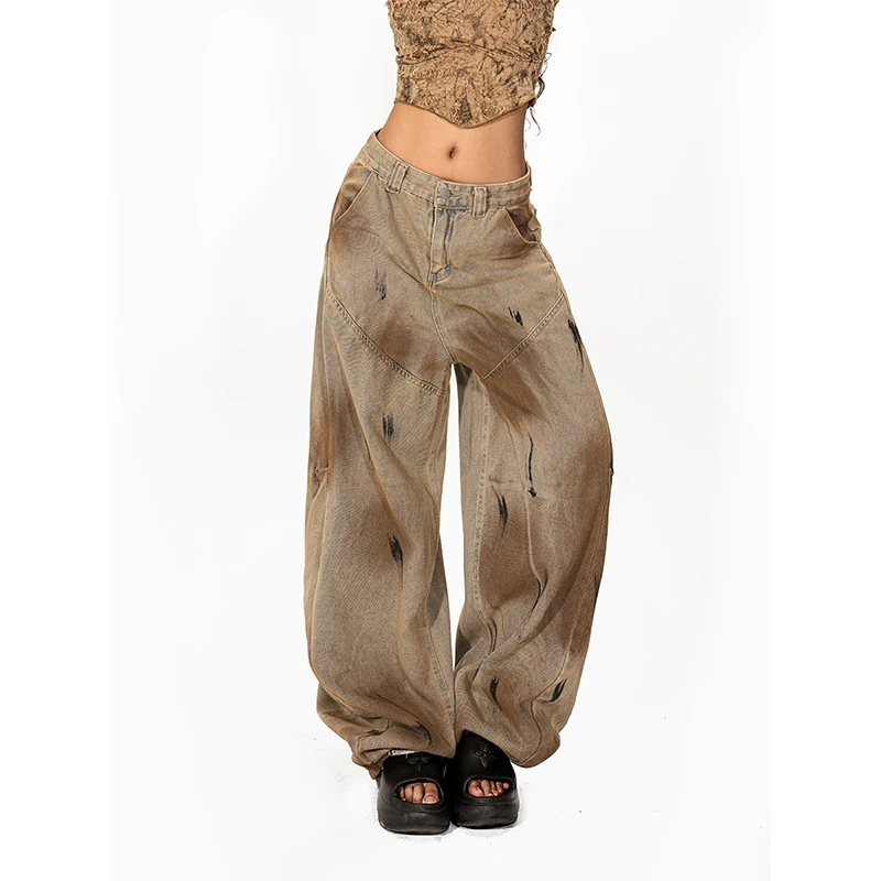 American Retro Wide-Leg Women's Jeans 2025 Autumn Winter New Design Sweet Cool Sexy Loose Slimming Versatile Long Pants Ladies