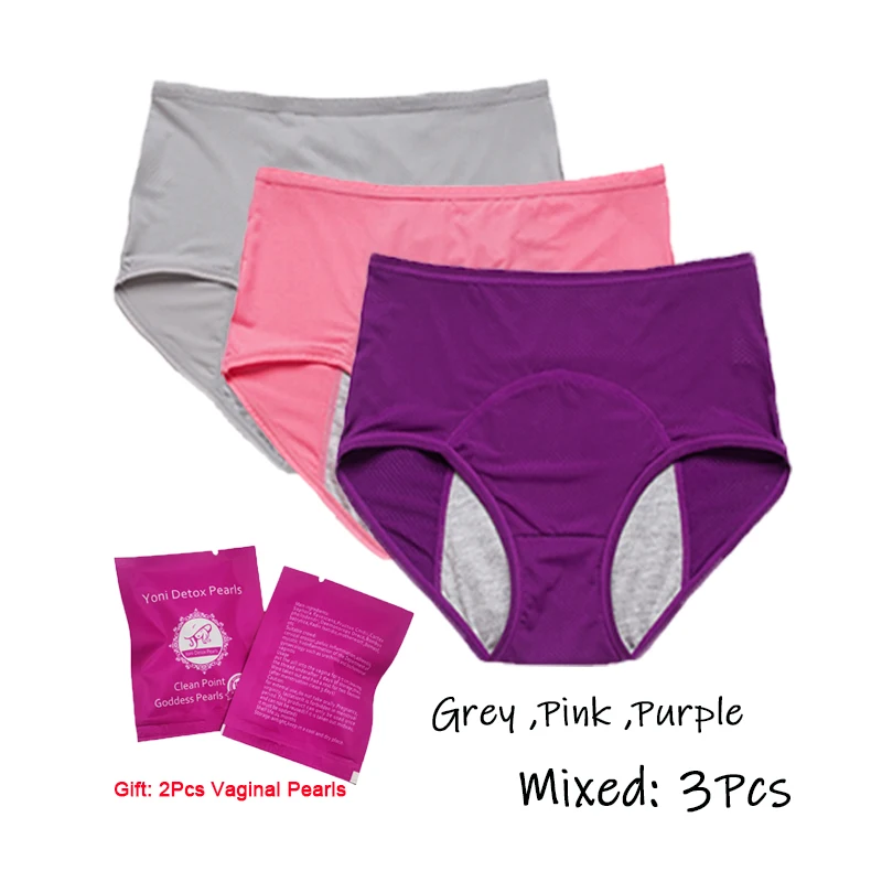 3Pc Women Menstrual Panties Size L-8XL breathable Leak Proof underwear Ladies Sexy Physiological Panties Plus Period Briefs
