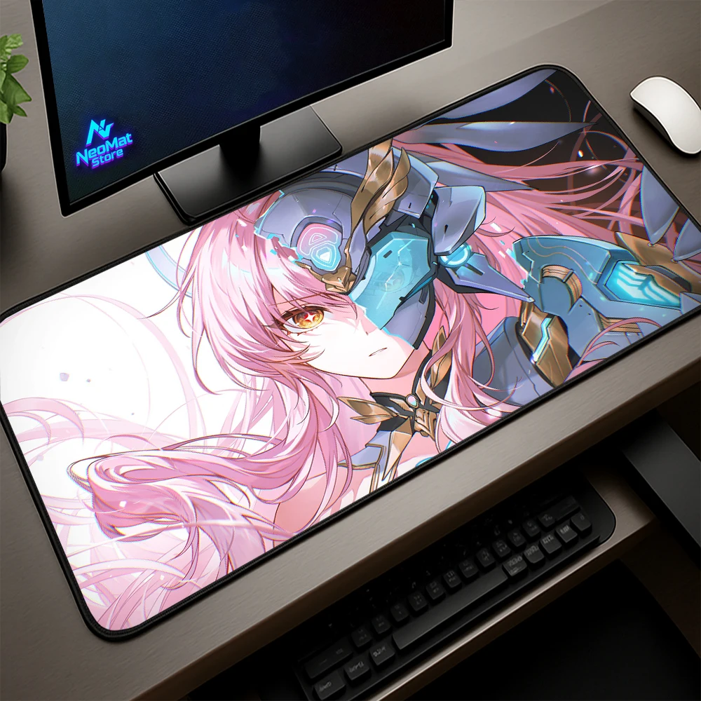 Anime Mouse Pad Gamer Gaming Desk Mat 900x400mm Nonslip Pink Futuristic Mech Kawaii Decor Mousepad
