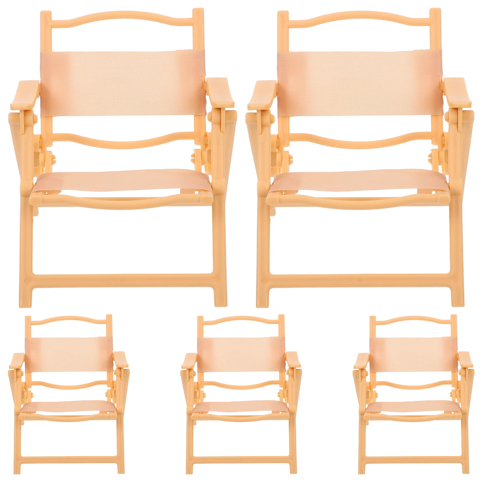 

5Pcs Miniature Folding Beach Chairs Realistic Plastic Folding Chairs for Indoor Outdoor Scenes Dollhouse Accessories Role Play