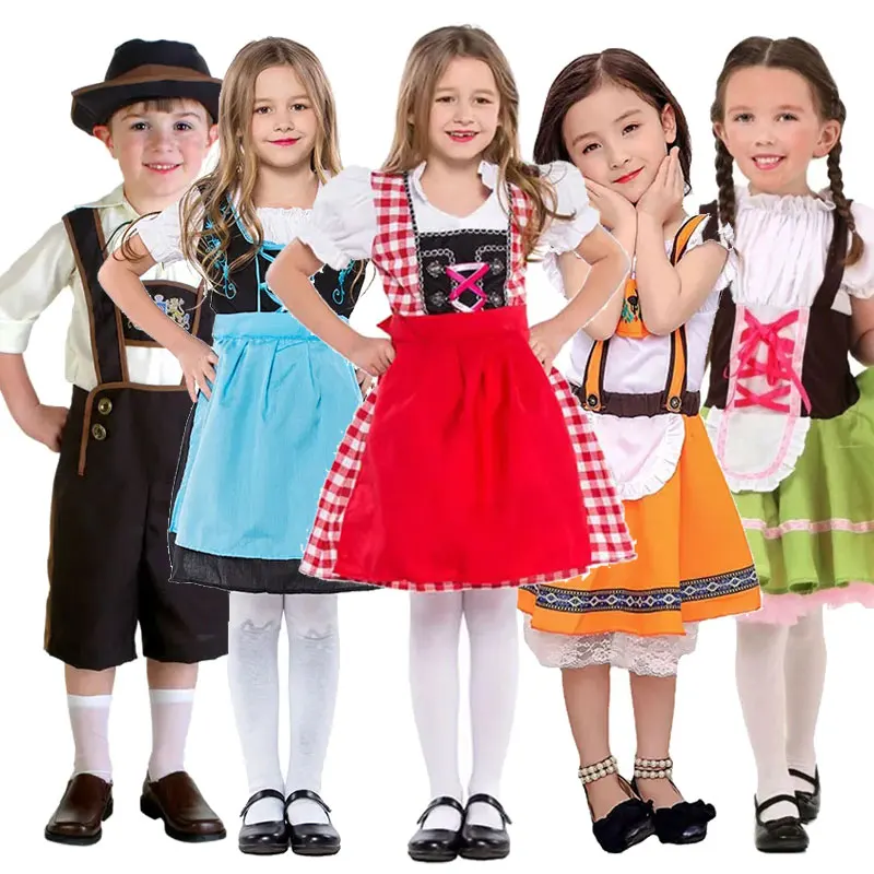 

Boys and Girls Oktoberfest Costumes Bavarian Dirndl Dresses Kids Lederhosen Costumes Mardi Gras Parties Halloween Fancy Dresses