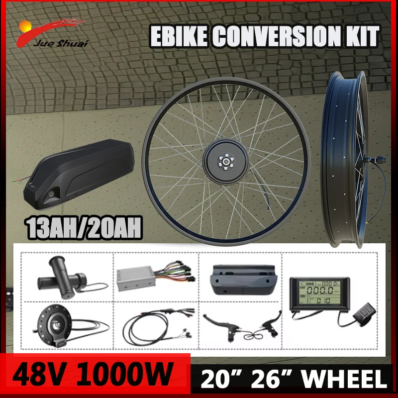 Fat Tire Electric Bike Conversion Kit with 13/20AH HaiLong Battery High Speed Brushless Snow E Bike Motor Wheel 20