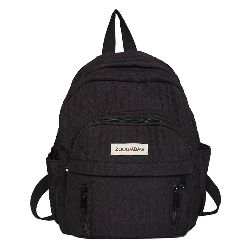 Zaino per studenti Borsa da scuola in nylon tinta unita Pieghe multitasche Leggero Resistente ai graffi Gioco all'aperto regolabile