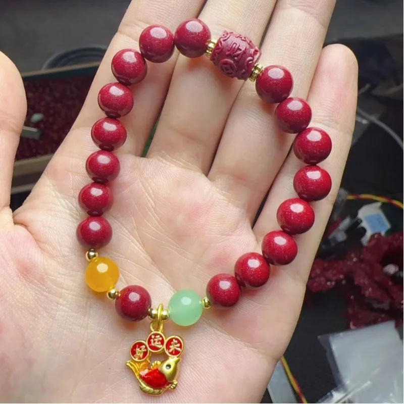 Boutique High-Content Purple Gold Sand Has More Wealth Every Year Rolling Bracelet Enamel Color with Agate Beads Hot Sale