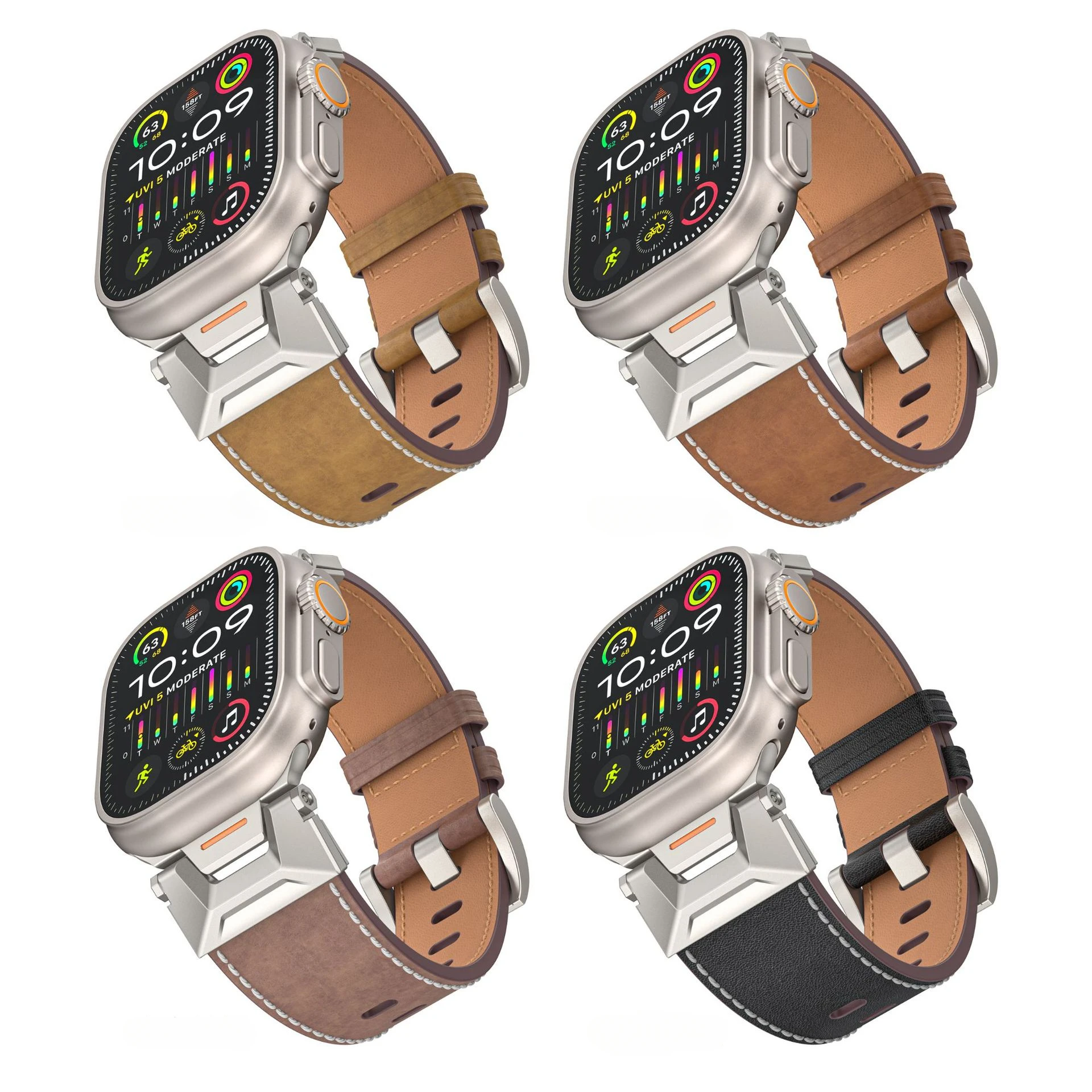 Coolmecha-Apple Watch用本革ストラップ,ultra 2, 49mm, 45mm, 44mm, 42mm,Iwatchシリーズ9,8,7,6,5,5用4、se、3