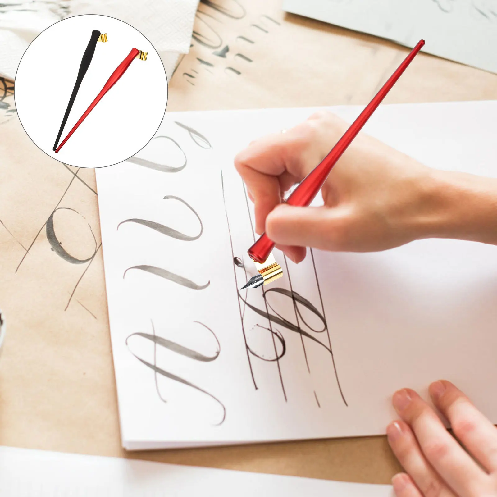 2pcs Calligraphy Pen Nib Holder Vintage Style Oblique Dip Pen Nib Holder For Writing Practice Gift Pens For Note Taking